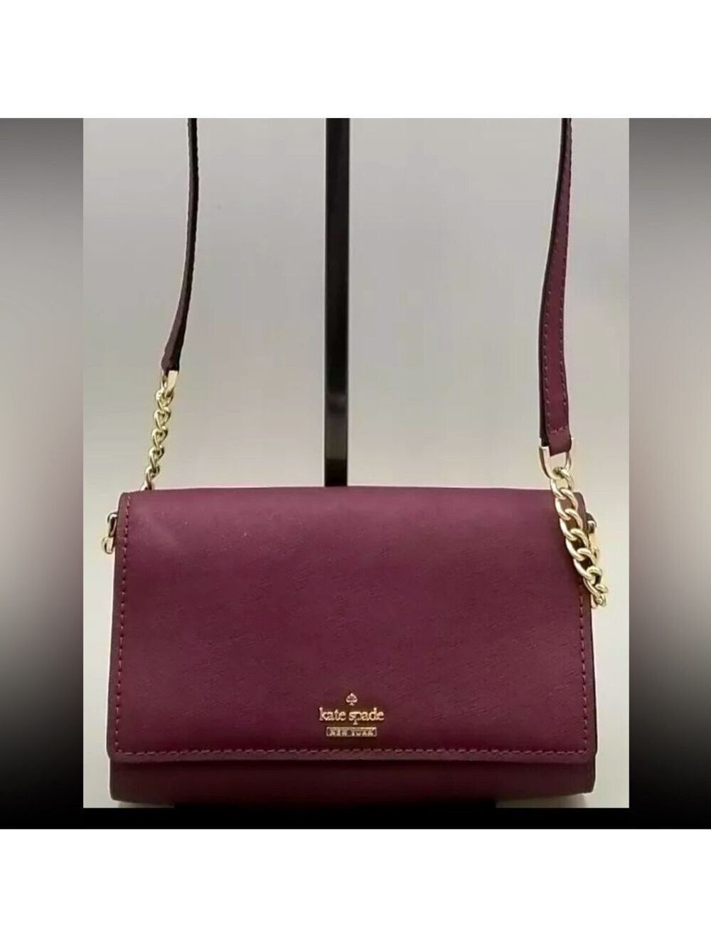 Kate Spade NWOT Plum Crossbody – Luxe Gold Hardware, Compact & Chic!